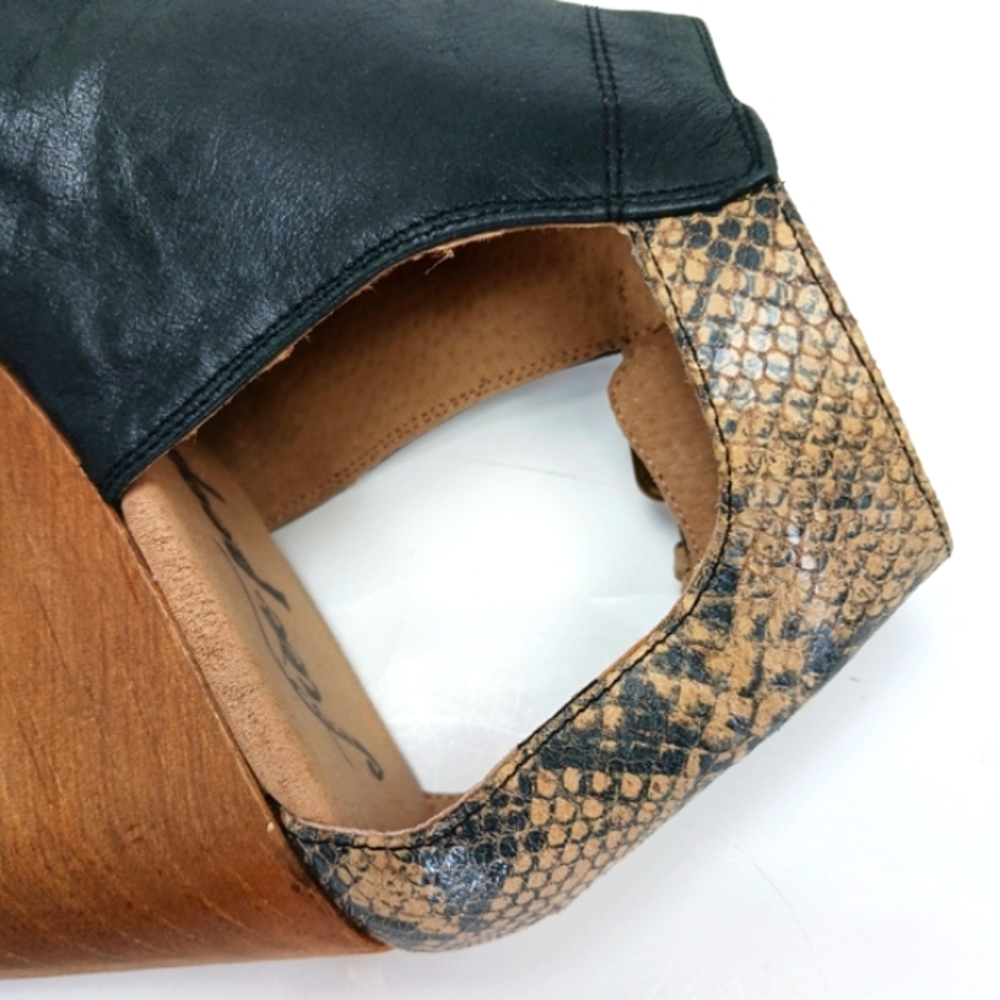 FREE PEOPLE Amber Orchard Black & Reptile Platform Ankle Open Clog Bootie EUC - Picture 11 of 16